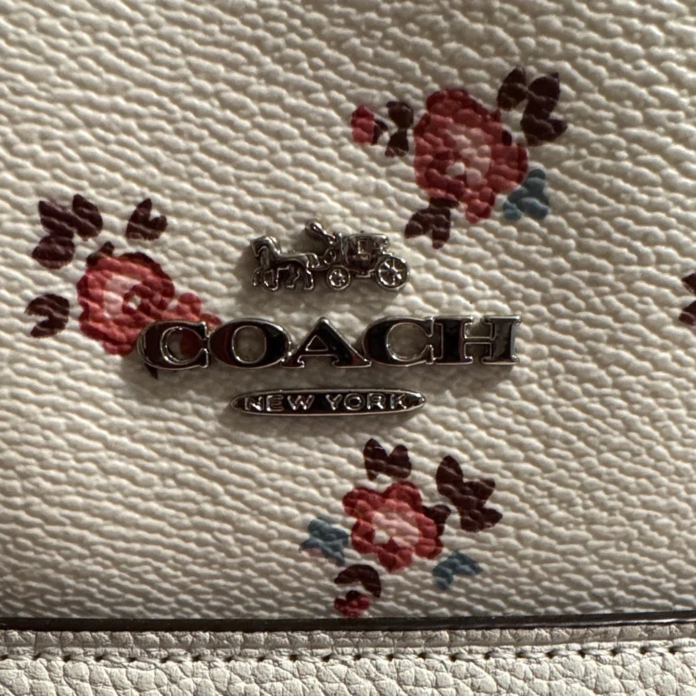 Coach 3 Pc Set EUC Cream Tote with Pink Floral Design - Picture 2 of 9